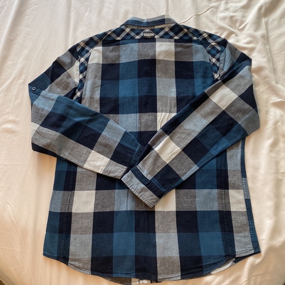 Men’s Buffalo David Bitton L/S Zipper Front & Snap Down Shirt Blue & Grey XL - Picture 4 of 6